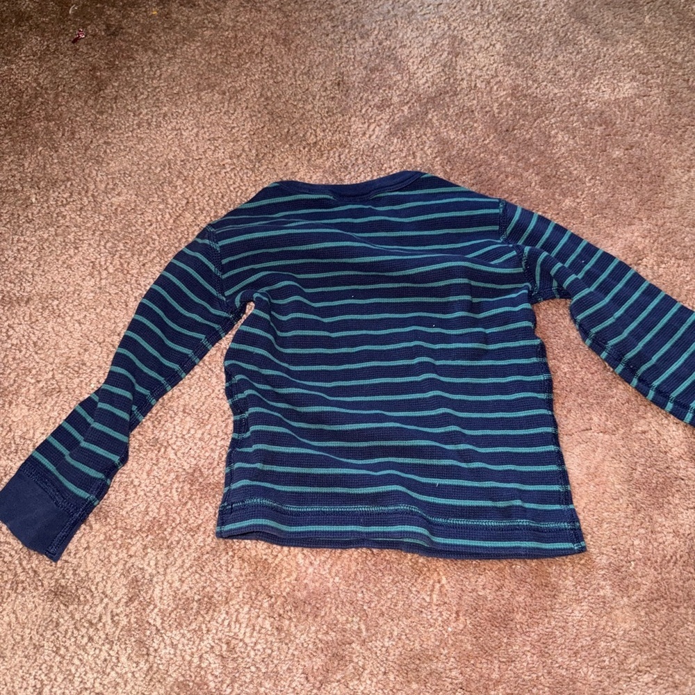 Hanna Andersson Blue and Aqua Striped Shirt - Picture 3 of 3